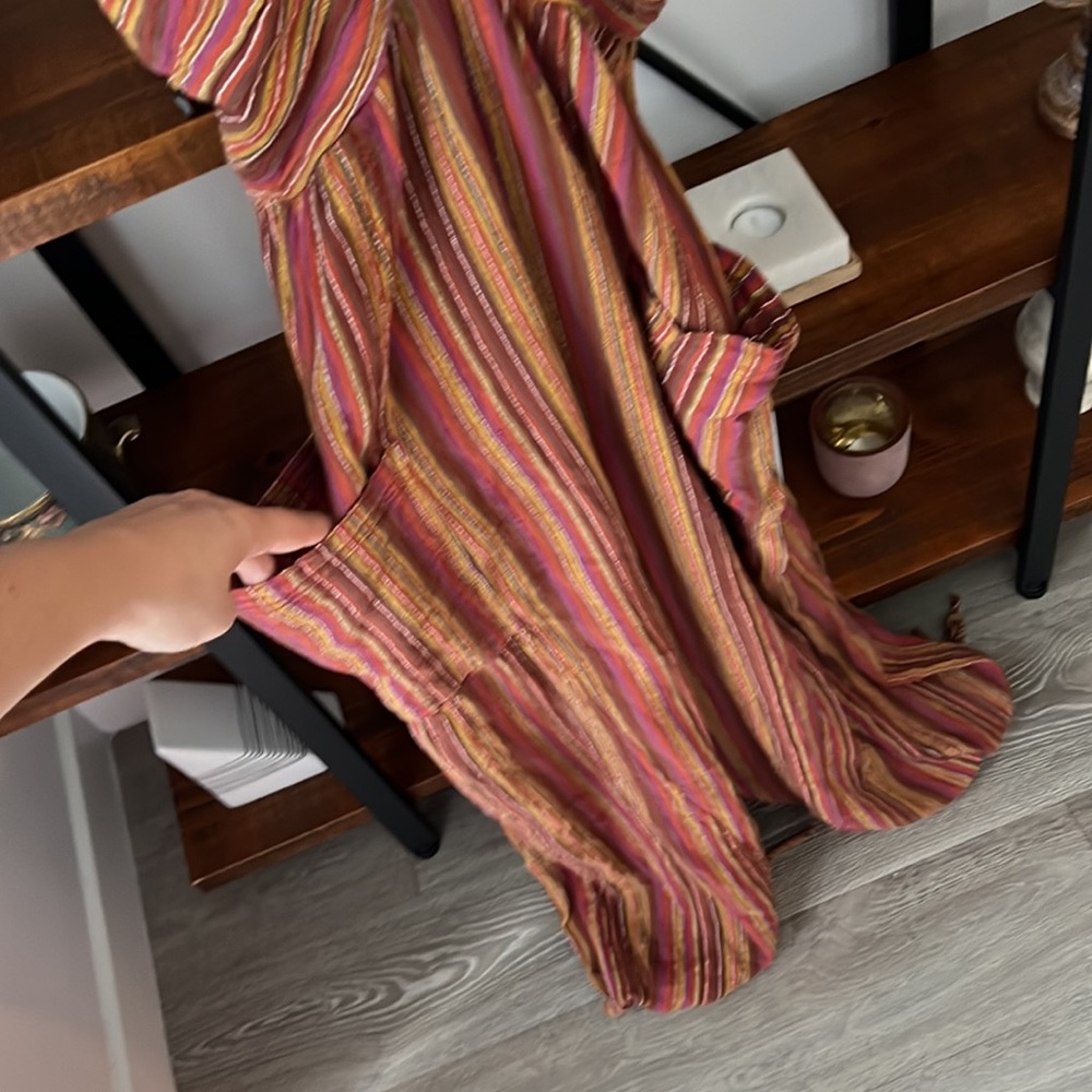 Free People Striped Halter Jumpsuit in Rust Multi - Picture 7 of 10